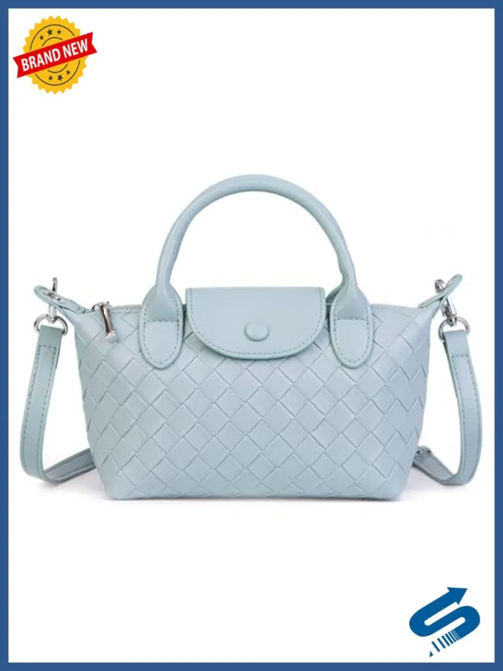 Mini Lightweight Leather Top Handle Satchel Woven Crossbody Women